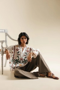 White Embroidered Cotton Kurta For Women Boho Style Loose Fit Casual Wear Indian Pakistani Ethnic Summer Outfit - Product Image 3