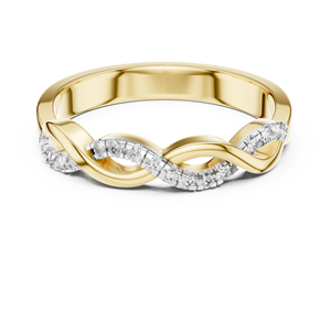 Anillo de compromiso de oro amarillo macizo de 18 quilates con diamantes de laboratorio retorcidos de moda, chapado en rodio, para mujer, ideal para fiestas, bodas y uso diario. - Product Image 4