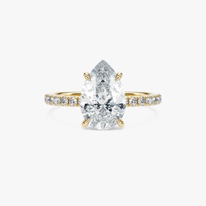 Anillo de Diamante Cultivado en Laboratorio de 1.5 Quilates, Corte Pera, Solitario, con Banda Pavé, Oro de 14K, para Mujer - Product Image 1