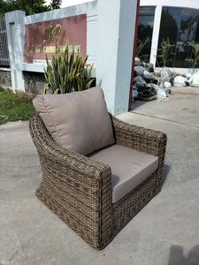 Ensemble de canapé moderne en rotin avec cadre en aluminium et tissu en osier pour jardin, patio, salon, salle à manger, hôtel et villa - Product Image 5