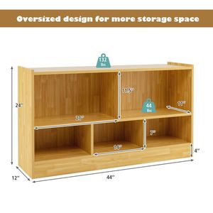Organizzatore per armadietti giocattolo in legno a 2 scaffali e 5 cubi libreria per bambini - Product Image 6