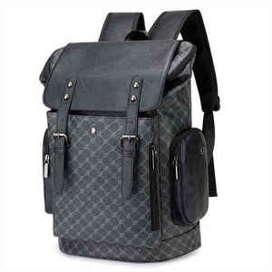 Vintage PU Leather <b>Backpack</b> 15 Inches Waterproof Softback with Diamond Lattice Pattern Unisex Outdoor Hunting Bag - Product Image 1