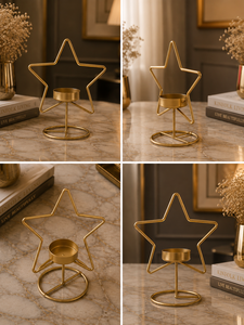 Support de Bougie Exclusif en Métal Doré en Forme de Lune, Décoration Moderne Faite à la Main, Écologique, pour Table, Étagère, Noël - Product Image 3