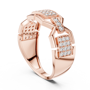 Bague tendance en diamant de laboratoire taille ronde sertie en or rose massif 18 carats pour fiançailles, mariage, cadeau, usage quotidien au bureau, pour homme - Product Image 3