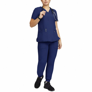 Ensemble de blouses médicales pour femmes, uniforme d'infirmière, haut à col en V, pantalon de jogging, tenue de travail d'hôpital, logo personnalisé - Product Image 3