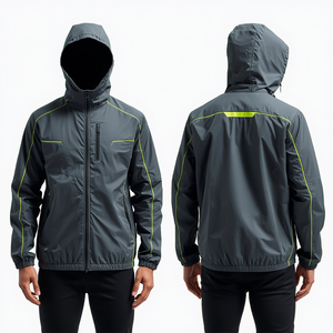 Veste coupe-vent légère et performante pour homme, en acier gris, avec capuche, vêtement d'extérieur décontracté, en stock - Product Image 4