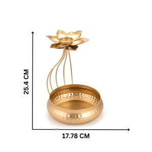 Handcrafted Metal Diya Shape Flower Decorative Urli Bowl for Home Office and Table Decor Ideal Floating Flowers and Tea Light - Product Image 2