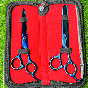 Hairdressing Scissors Kit Blue Coated <b>Barber</b> Shears <b>Set</b> with Hair Cutting Scissors and Thinning Scissors Hair Styling Tools - Product Image 1
