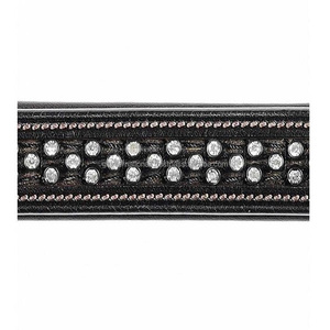 Hotfix bracelet de sourcil décoratif en pierre de combinaison noir et blanc avec cristal hotfix 3 rangées de strass bandeau de sourcil en cuir véritable noir - Product Image 2