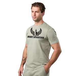 Camiseta con cuello redondo y estampado gráfico verde salvia para hombre, camiseta informal de manga corta de mezcla de algodón, ropa de calle ligera y transpirable, moda de verano - Product Image 1