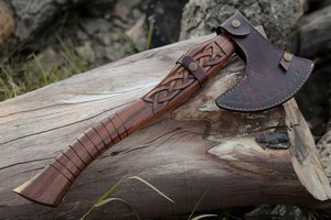 Odin Viking <b>axe</b> collectible Damascus steel blade <b>axe</b> Engraved <b>wooden</b> handle <b>axe</b> Authentic Norse style <b>axe</b> - Product Image 2