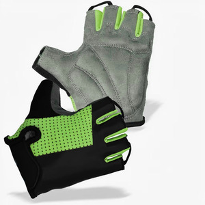 Gants de cyclisme unisexes à demi-doigts, noirs et verts, avec empiècements, ajustement universel, en PU, paume antidérapante, pour sports de plein air - Product Image 4