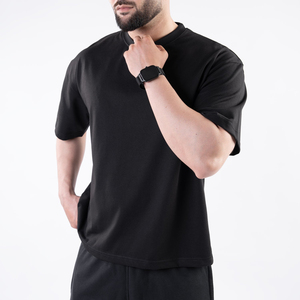 T-shirt d'été pour homme, coupe ample, manches courtes, respirant, en polyester/coton, motif uni, coupe classique - Product Image 4