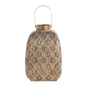 High Quality Square <b>Brass</b> <b>Lantern</b> with Intricate Cutout Pattern for Home Decoration Durable Finish - Product Image 2
