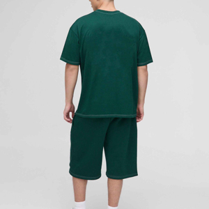 Men's Custom High Quality Cotton/Polyester Casual Plaid Hooded Jersey Shorts T-Shirt <b>Twin</b> <b>Set</b> Winter 2-Piece Quick Dry - Product Image 3