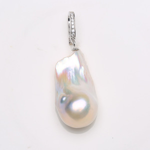 Pendentif en perle d'eau douce extra large, baroque, coloré, avec fermoir en argent pur S925, réglable, charmes de perles à la mode - Product Image 3
