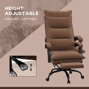 Poltrona da Ufficio Riscaldata e Massaggiante Marrone Accogliente, 6 Punti di Vibrazione, Reclinabile, Poggiapiedi Confortevole, Braccioli Imbottiti, Nylon Resistente - Product Image 6