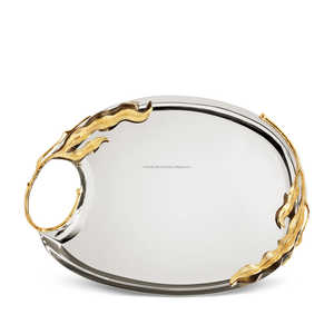 Tazón hecho a mano de diseñador de lujo de tendencia moderna con textura niquelada con Frutero de Metal de helecho con vapor a juego - Product Image 6