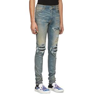 Jeans Ajustados para Hombre, Estilo Motero, Diseño Desgastado, Color Blanco Oscuro, Lavado, Disponibles para Dropshipping - Product Image 4