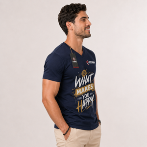 Camiseta de Cuello Redondo para Hombre FLY HUMBLE, Manga Corta, Lisa, Casual, Holgada, Azul Marino, 100% Fibra de Bambú, Transpirable, Antiencogimiento - Product Image 3