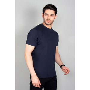 <b>Men's</b> Slim Fit Solid <b>Navy</b> <b>Blue</b> Cotton Crew Neck T-<b>Shirt</b> Short Sleeve Casual Jersey Knit Regular Length O-Neck - Product Image 2