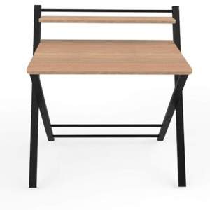 Table d'étude pliable en bois avec étagère et structure métallique - Product Image 1