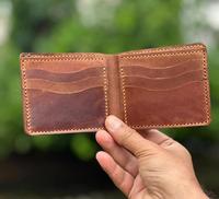 Dompet Kulit Asli Pria Tipis Lipat Desain Minimalis Coklat Pendek Untuk Penggunaan Sehari-hari