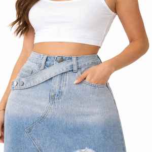 Women High Quality Denim Woven Wrap Skirt High Waist Casual 2-Piece Button Vintage Fashion Street Stylish Modern Mini - Product Image 2