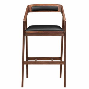 Taburete de Bar Moderno Vito de Teca Sólida Premium al por Mayor con Brazos y Asiento Tapizado Oscar para Restaurante, Cafetería, Hotel, Mostrador - Product Image 3
