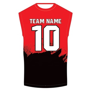 Tenues de sport 7v7 de qualité supérieure, vêtements de compression personnalisés, sublimation rouge et noir, débardeur et short unisexes à séchage rapide - Product Image 2