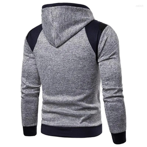 Sudadera con Capucha y Cremallera para Hombre, Estilo Invierno 2026, Corte Ajustado, Manga Raglán, Color Sólido, Tejido de Punto, Informal, para Otoño, Gris y Negro - Product Image 2