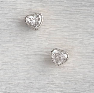 <b>Heart</b> Cut Moissanite Stud <b>Earrings</b> Bezel Setting Women's Romantic Jewelry - Product Image 4