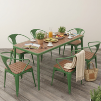 Hot Sale All Weather Metal Garden <strong>Furniture</strong> Luxury 6 Seater Outdoor Dining Table Set for Villa Courtyard Backyard Deck Green