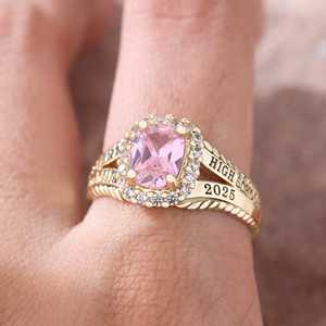 Bague d'école BOJ 040 personnalisée en argent et diamant, bague de mariage unisexe pour diplômé universitaire, cadeau de classe universitaire, prix bas, vente chaude - Product Image 4