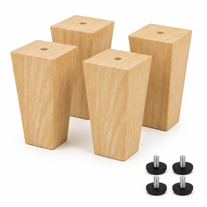 Pied de meuble trapézoïdal en bois massif, design minimaliste, installation facile, pour remplacement de table, support pour pied de canapé en bois massif - Product Image 4