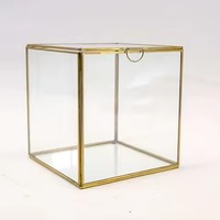 Boîte de rangement artistique en métal et verre pour bijoux, pour bagues, boucles d'oreilles, colliers, usage domestique
