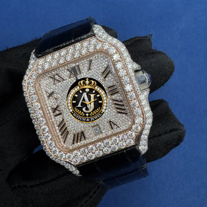 Montre mécanique automatique de luxe haut de gamme, verre saphir carré, demi-sertie de moissanite, bracelet en cuir, style hip-hop, haute qualité - Product Image 2