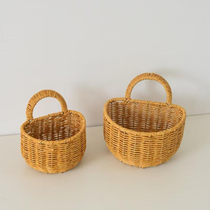 MIXWARES Hand Woven Space-Saving Modern Eco-friendly Woven <b>Storage</b> <b>Basket</b> with Handle for Home Living Room - Product Image 6