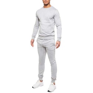 Sweat-shirt gris à col rond pour homme avec pantalon de jogging à cordon de serrage, coupe décontractée, couleur unie, longueur intégrale, vêtements d'automne, poches latérales - Product Image 6