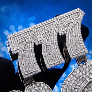 Colgante de Hip Hop con Moissanita, Letra con Incrustaciones de Diamantes, Dos Filas, Plata 925, Bañado en Rodio, Unisex, Regalo para Fiesta, Joyería - Product Image 3