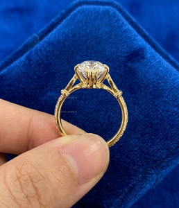 Anillo de Oro de 14K con Diamante Ovalado de Laboratorio, Anillo de Compromiso Vintage, Anillo de Lujo con Piedras Laterales Únicas, Regalo de Joyería Nupcial para Ella - Product Image 6