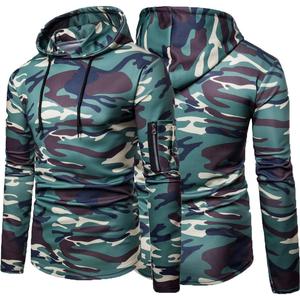 Custom Slim Fit Camouflage Hoodie Men Sleeve Zipper Pocket <b>Camo</b> Pullover Athletic Sports Sweatshirt Gym Training Tracksuits <b>Tops</b> - Product Image 3