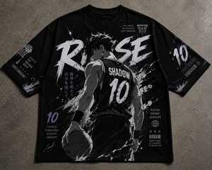 เสื้อยืดลายการ์ตูนผู้ชาย แขนสั้น คอกลม สไตล์สตรีท ทรงปกติ สีดำ ลายพิมพ์ - Product Image 2