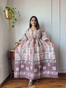 Robe Kaftan en Coton Imprimé pour Femme, Style Floral Ethnique Bohème, Tenue de Plage et de Vacances, Coupe Ample Maxi, Vêtement d'Été - Product Image 2
