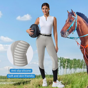Pantalones de equitación antideslizantes europeos para mujer, leggings ecuestres de silicona, para montar al aire libre, de secado rápido, cintura alta elástica - Product Image 6