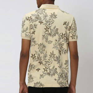 Polo de Hombre con Estampado Floral Botánico 2026, Estilo Casual Elegante, Manga Corta, Corte Entallado, Premium, Color Oliva, Ropa de Verano - Product Image 3