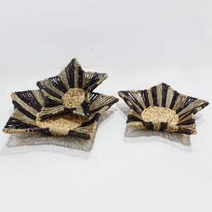 Bohemian Seagrass Star Shaped Woven Multifunction Tray <b>Set</b> for Kitchen & Bathroom Decorative <b>Serving</b> - Product Image 2