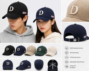 Gorra de Béisbol de Sarga Lavada con Letra D Bordada, Hebilla Metálica Ajustable, Unisex, 100% Algodón, Gorra de 6 Paneles, Casual, Para Todas las Estaciones - Product Image 2