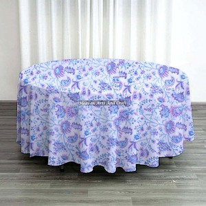 Nappe ronde vintage de base à imprimé designer, en coton, imprimée à la main, pour mariages, fêtes et événements - Product Image 3