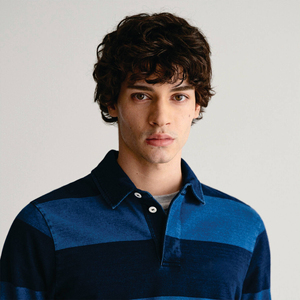 Camisa Polo de Manga Larga a Rayas para Hombre, Algodón Popelina, Cuello con Botones, Estilo Casual, para Otoño - Product Image 4